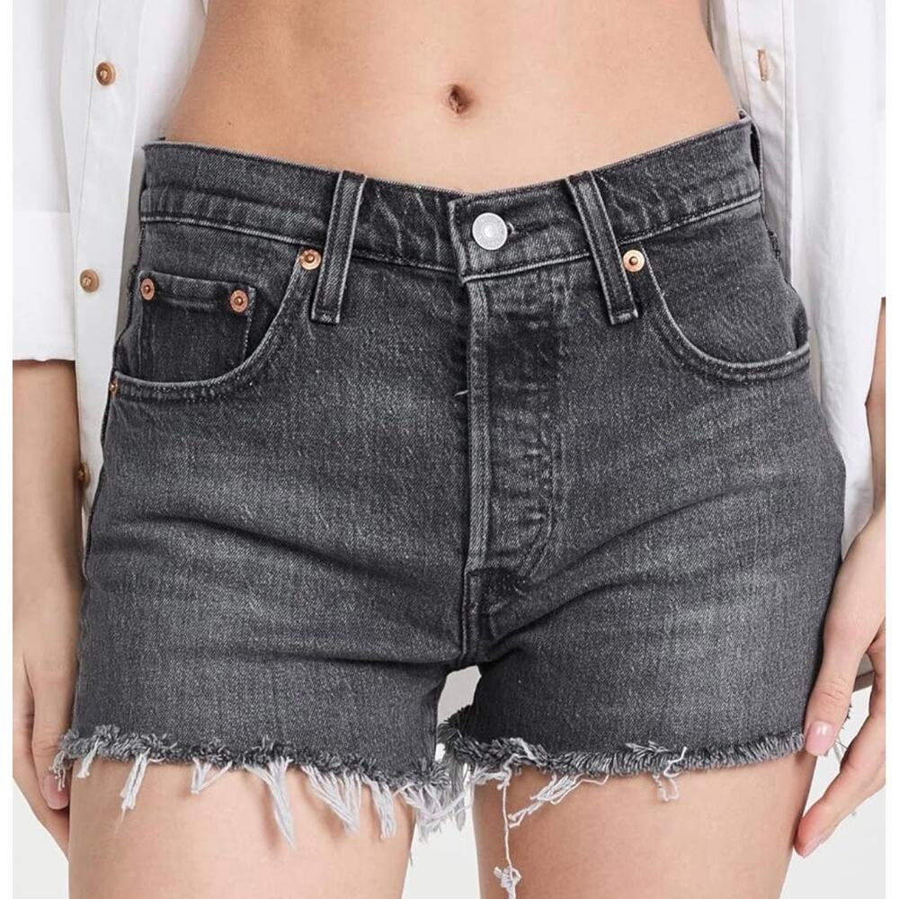 LEVI'S 501 Button Fly Cutoff Denim Shorts Black 32